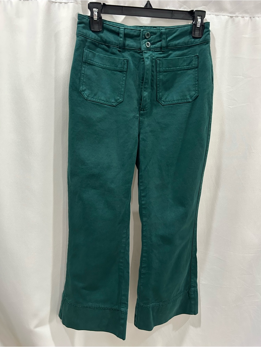 Faherty Women’s Teal Green High-Rise Wide Leg Jeans EUC